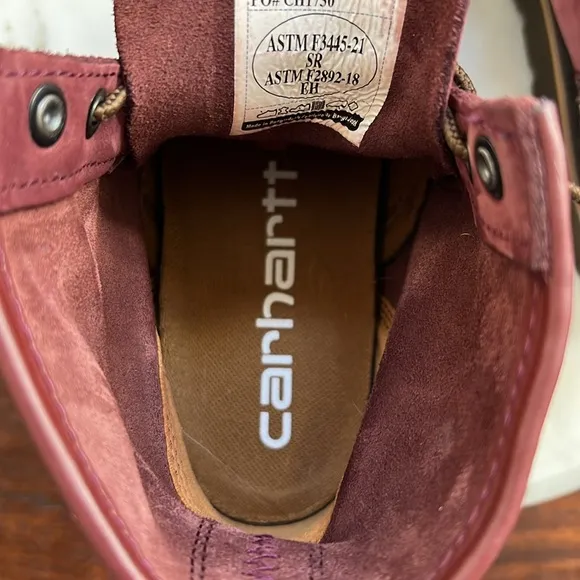 Carhartt Women's 6&quot; Wedge Unlined Moc Soft-Toe Burgundy Suede Boots 6