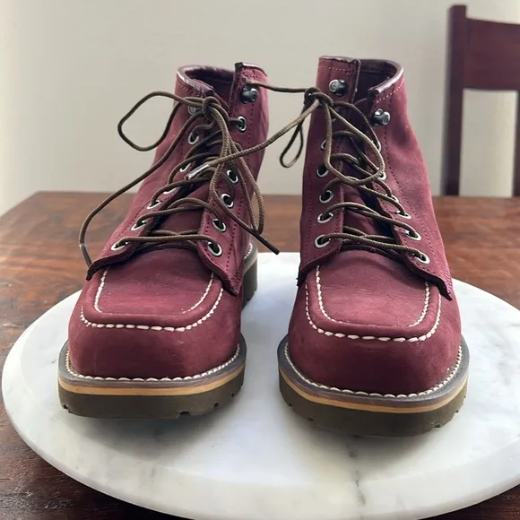 Carhartt Women's 6&quot; Wedge Unlined Moc Soft-Toe Burgundy Suede Boots 6