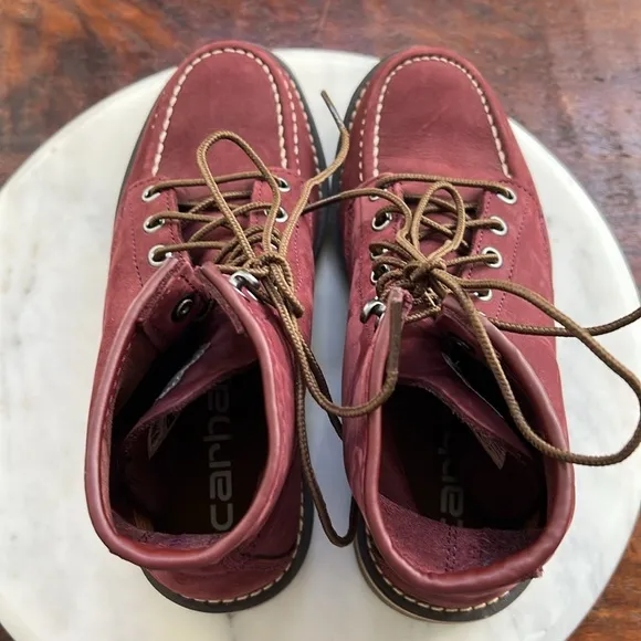 Carhartt Women's 6&quot; Wedge Unlined Moc Soft-Toe Burgundy Suede Boots 6