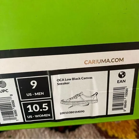 Cariuma OCA low black sneakers tennis everyday women’s 10.5 men’s 9 NIB