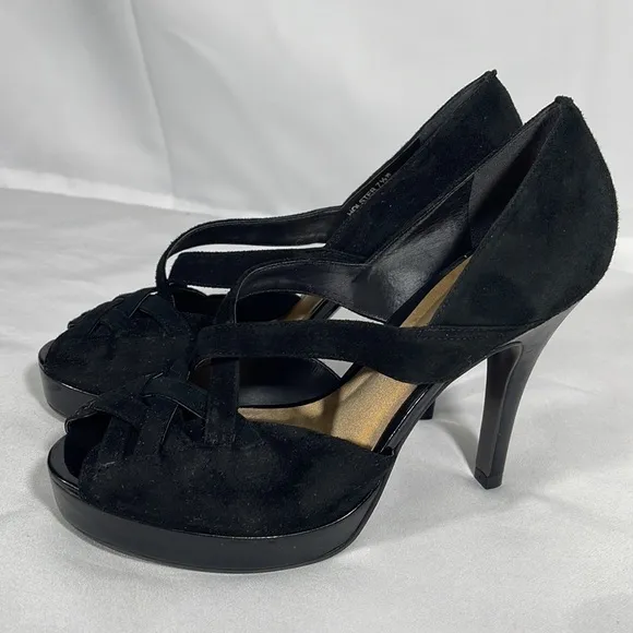 Carlos Santana Holster Black Suede Heel Size 7 1/2M
