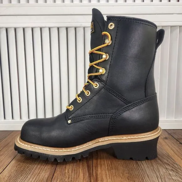 Carolina CA1420 8&quot; Waterproof Steel Toe Logger Womens Sz 8 Wide Black Work Boots