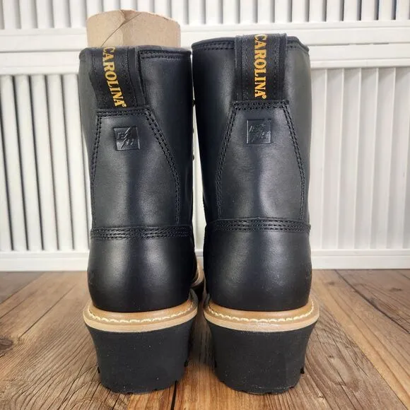 Carolina CA1420 8&quot; Waterproof Steel Toe Logger Womens Sz 8 Wide Black Work Boots