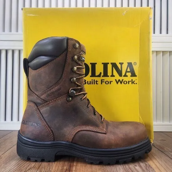 Carolina CA3524 Surveyor 8&quot; Waterproof Steel Toe Work Boots Mens Size 8 D Brown
