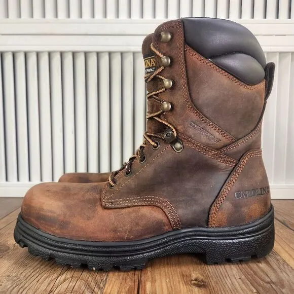 Carolina CA3524 Surveyor 8&quot; Waterproof Steel Toe Work Boots Mens Size 8 D Brown