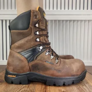 Carolina CA5589 8&quot; Waterproof Composite Toe Work Boots Mens Sz 8.5 EE Wide Brown