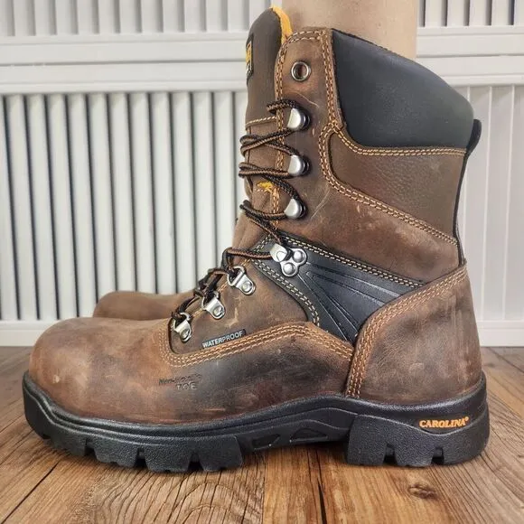 Carolina CA5589 8&quot; Waterproof Composite Toe Work Boots Mens Sz 8.5 EE Wide Brown