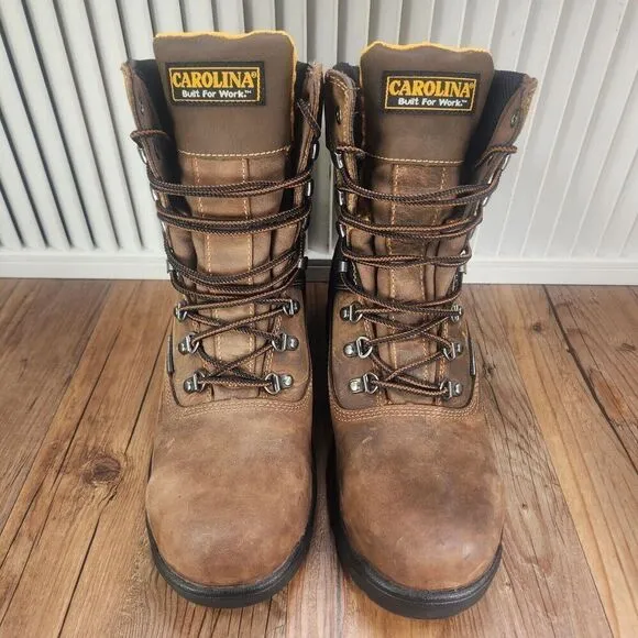 Carolina CA5589 8&quot; Waterproof Composite Toe Work Boots Mens Sz 8.5 EE Wide Brown