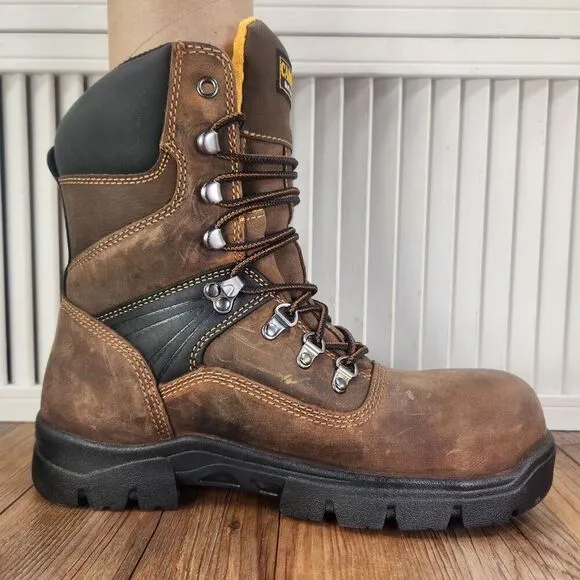 Carolina CA5589 8&quot; Waterproof Composite Toe Work Boots Mens Sz 8.5 EE Wide Brown