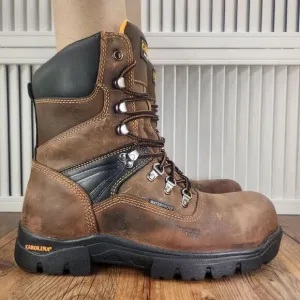 Carolina CA5589 8&quot; Waterproof Composite Toe Work Boots Mens Sz 8.5 EE Wide Brown