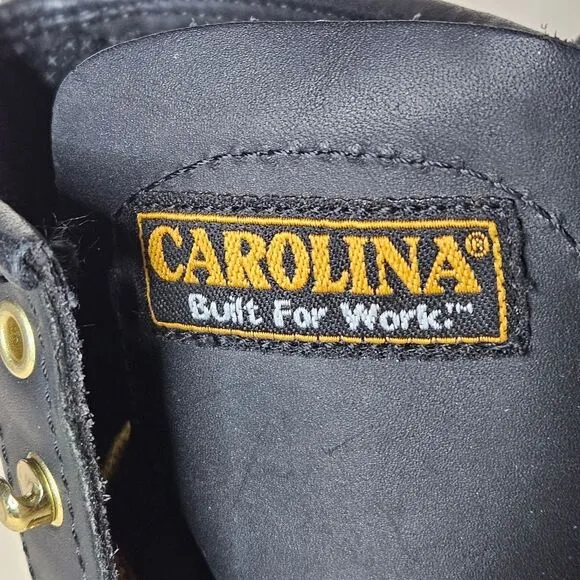 Carolina Elm 8&quot; Black Leather Steel Toe Waterproof Logger Heel Work Boots