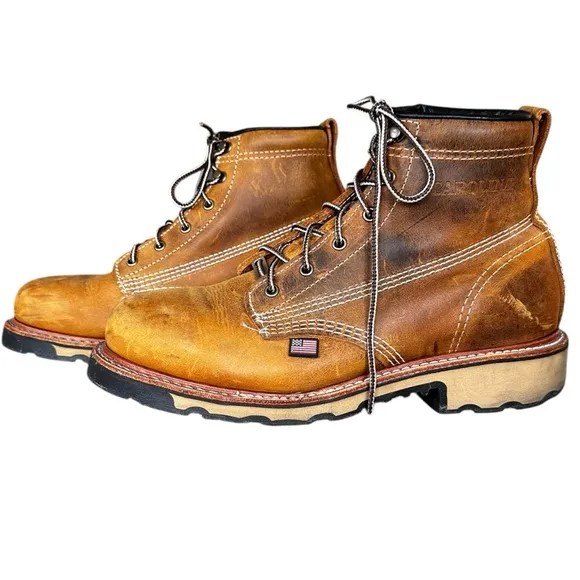 CAROLINA FERRIC MENS 6&quot; Steel TOE WORK BOOTS CA7029 10.5 D Brown