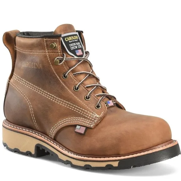 CAROLINA FERRIC MENS 6&quot; Steel TOE WORK BOOTS CA7029 10.5 D Brown
