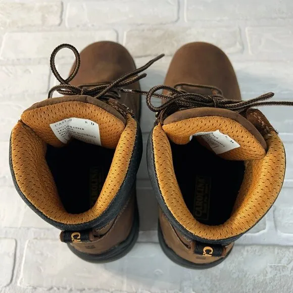 Carolina Work Boots Mens 8 D Brown Leather Waterproof Non Metallic Composite Toe