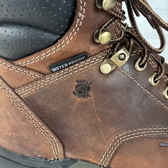 Carolina Work Boots Mens 8 D Brown Leather Waterproof Non Metallic Composite Toe