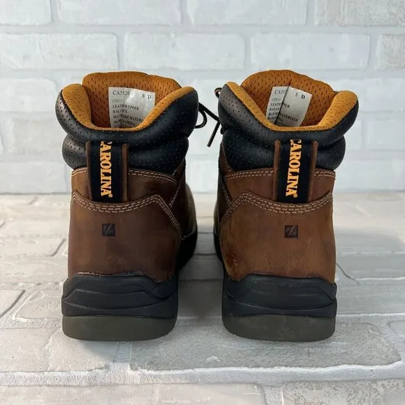 Carolina Work Boots Mens 8 D Brown Leather Waterproof Non Metallic Composite Toe