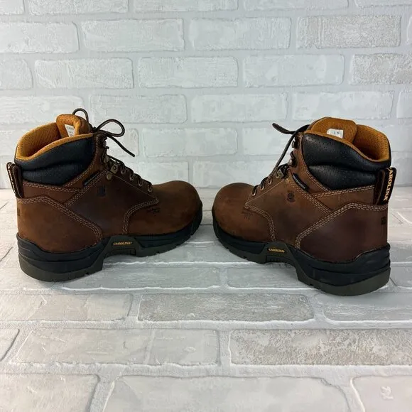 Carolina Work Boots Mens 8 D Brown Leather Waterproof Non Metallic Composite Toe