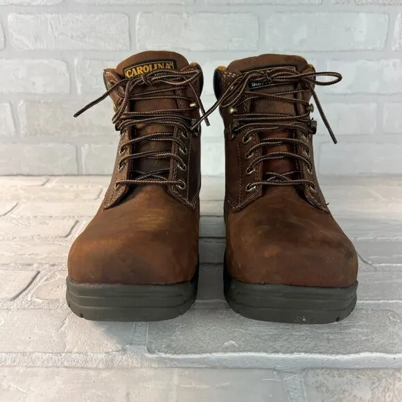 Carolina Work Boots Mens 8 D Brown Leather Waterproof Non Metallic Composite Toe