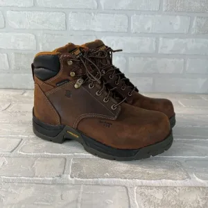 Carolina Work Boots Mens 8 D Brown Leather Waterproof Non Metallic Composite Toe