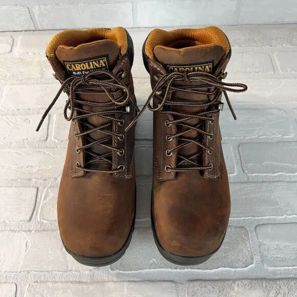 Carolina Work Boots Mens 8 D Brown Leather Waterproof Non Metallic Composite Toe
