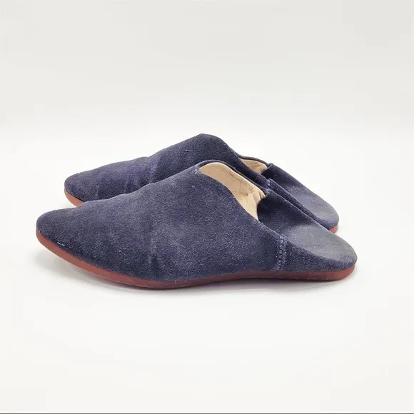 Carrie Forbes Babouche Flats in Navy Suede