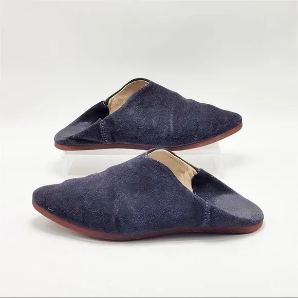 Carrie Forbes Babouche Flats in Navy Suede