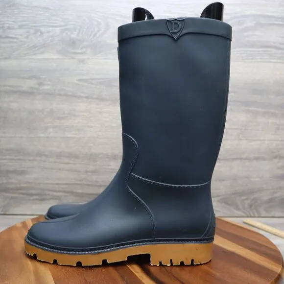 Casual Shoes Mens 39 Blue Waterproof Comfortable Mid Calf Low Heel Rain Boots