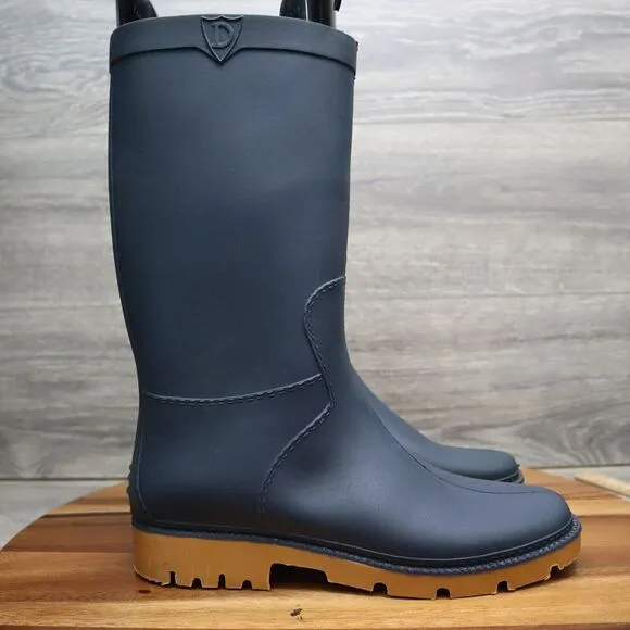 Casual Shoes Mens 39 Blue Waterproof Comfortable Mid Calf Low Heel Rain Boots