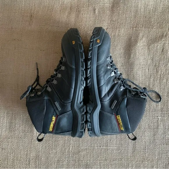 CAT CATAPILLAR Men’s Black Leather Steel Toe Work Boots Men’s 10.5