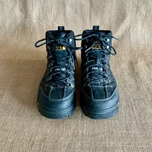 CAT CATAPILLAR Men’s Black Leather Steel Toe Work Boots Men’s 10.5