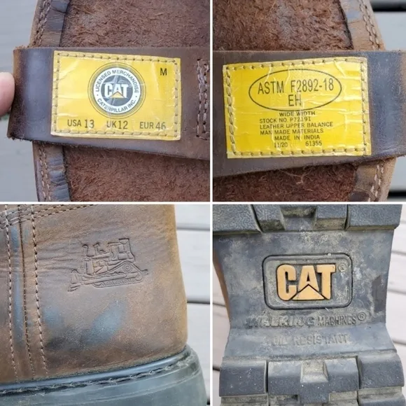 CAT Caterpillar Revolver Brown Oiled Leather Distressed Work Boots 13 WIDE