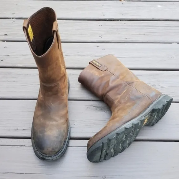CAT Caterpillar Revolver Brown Oiled Leather Distressed Work Boots 13 WIDE