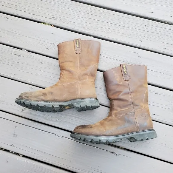 CAT Caterpillar Revolver Brown Oiled Leather Distressed Work Boots 13 WIDE