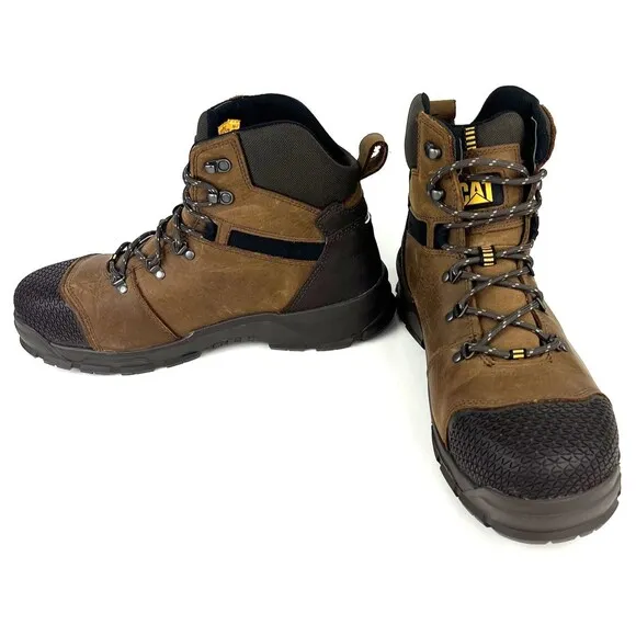 CAT Mens Accomplice Steel Toe Waterproof Boots Leather Size 14 Brown P91331