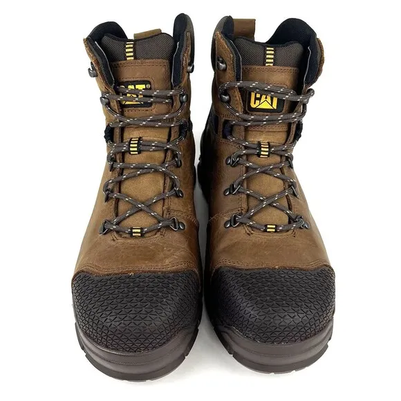 CAT Mens Accomplice Steel Toe Waterproof Boots Leather Size 14 Brown P91331