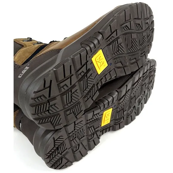 CAT Mens Accomplice Steel Toe Waterproof Boots Leather Size 14 Brown P91331