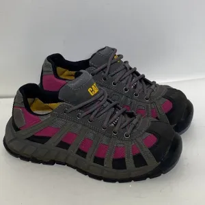 CAT Women's Gray Pink Steel Toe Caterpillar EH Switch Athletic Work Shoes Sz 6.5