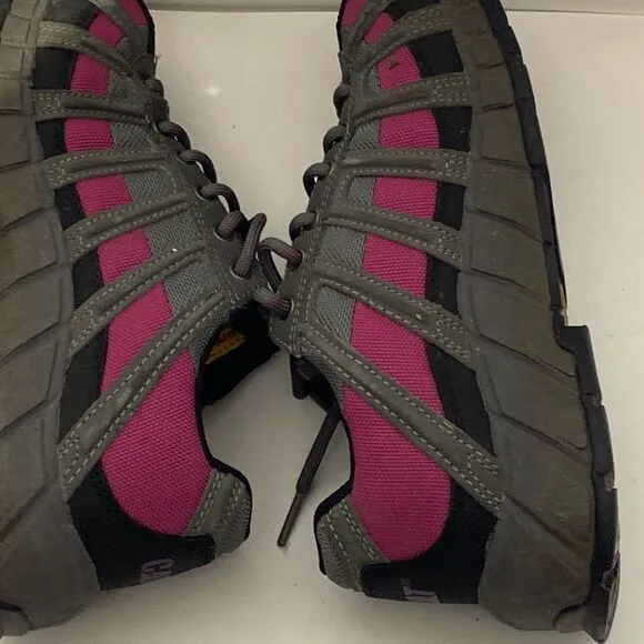 CAT Women's Gray Pink Steel Toe Caterpillar EH Switch Athletic Work Shoes Sz 6.5