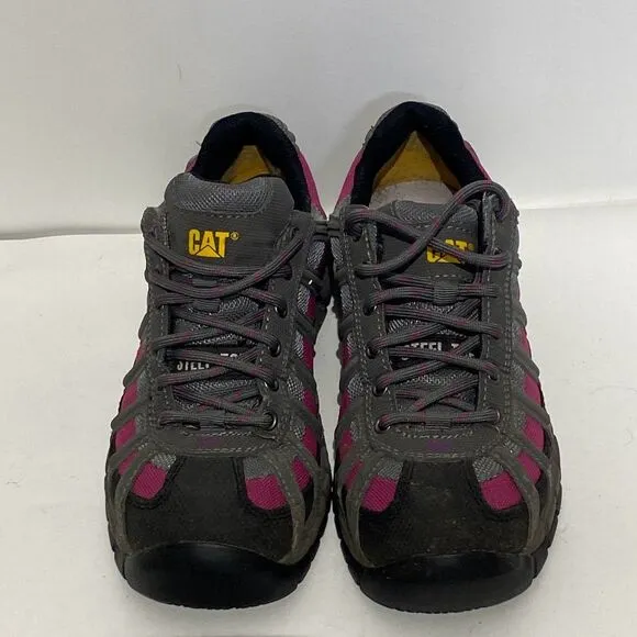 CAT Women's Gray Pink Steel Toe Caterpillar EH Switch Athletic Work Shoes Sz 6.5