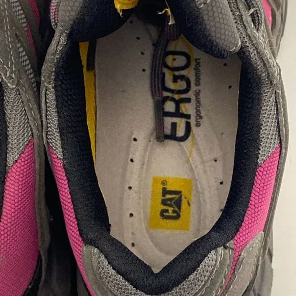 CAT Women's Gray Pink Steel Toe Caterpillar EH Switch Athletic Work Shoes Sz 6.5