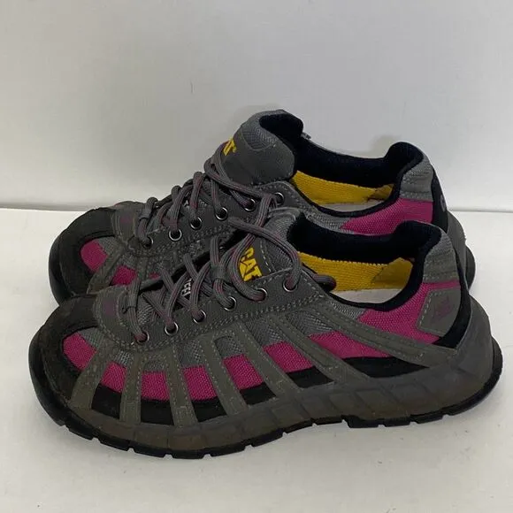 CAT Women's Gray Pink Steel Toe Caterpillar EH Switch Athletic Work Shoes Sz 6.5