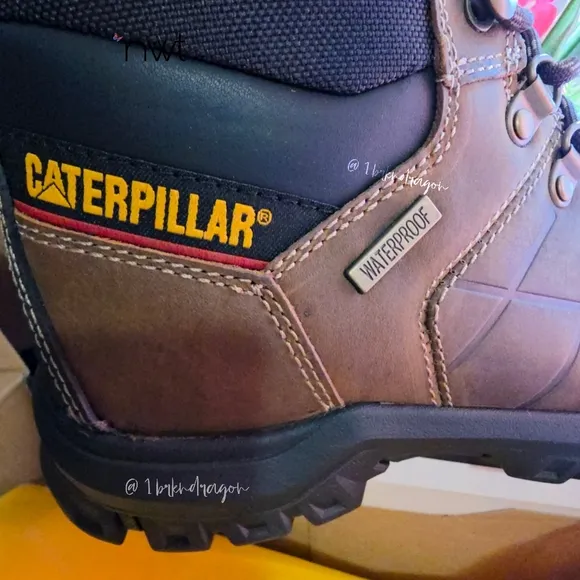 Caterpillar Brown Black Steel Toe Work Boots Booties Unisex