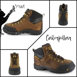 Caterpillar Brown Black Steel Toe Work Boots Booties Unisex
