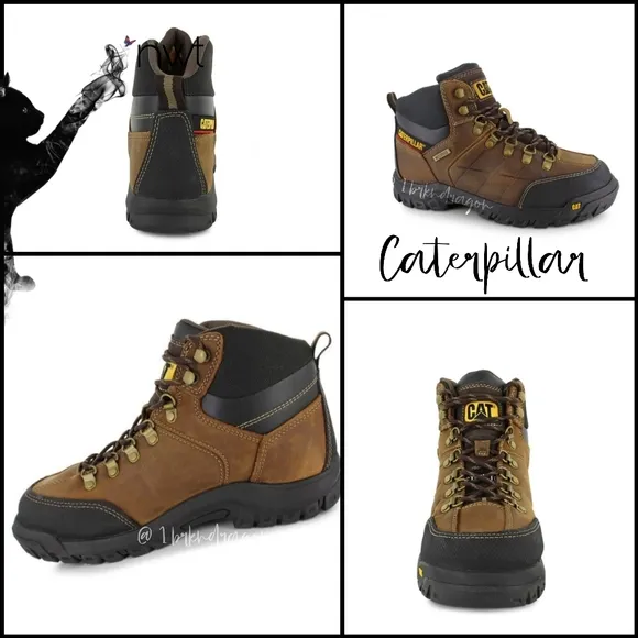 Caterpillar Brown Black Steel Toe Work Boots Booties Unisex