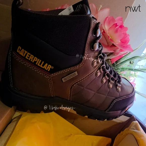 Caterpillar Brown Black Steel Toe Work Boots Booties Unisex
