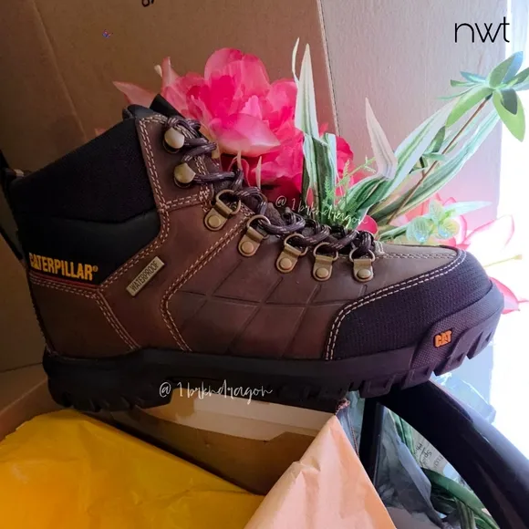 Caterpillar Brown Black Steel Toe Work Boots Booties Unisex