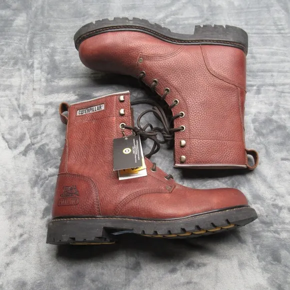 Caterpillar Work Boots Mens 13 Brown EH Remington Steel Toe Leather Safety NEW