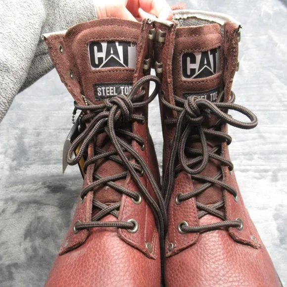 Caterpillar Work Boots Mens 13 Brown EH Remington Steel Toe Leather Safety NEW