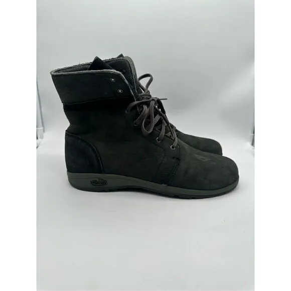 Chaco Natilly Lace-Up Fold Down Hiking Boots Black Women’s Size 9.5