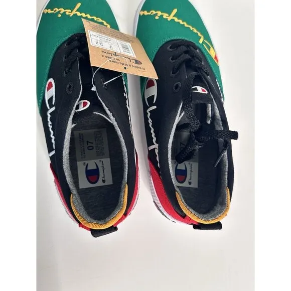 Champion Men's Swipe Colorblock Black &amp; Multi Canvas Shoes Size 7 NEW CP101171Y